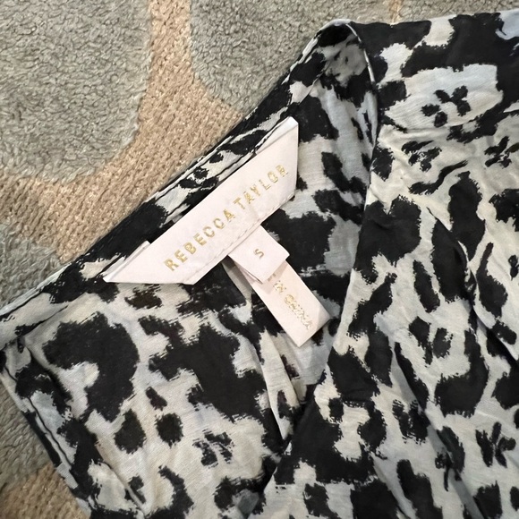 Rebecca Taylor Black Patterned Cotton Silk Midi Dress Small - Picture 3 of 7